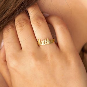 14K Gold Filled Custom Name Ring, Personalized Stackable Ring