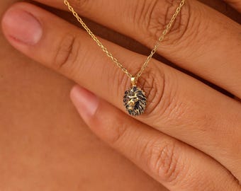 14K Gold Filled Minimalist Lion Pendant, Simple Tiny Leo Necklace, Gift for Her, XW152