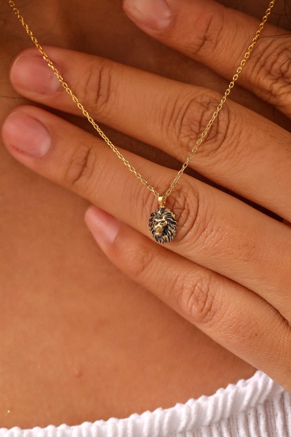 14K Gold Filled Minimalist Lion Pendant, Simple Tiny Leo Necklace, Gift for Her, XW152