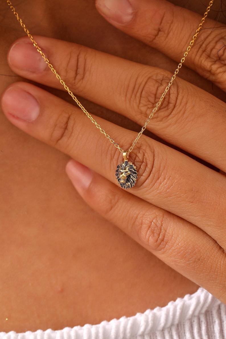 14K Gold Filled Minimalist Lion Pendant, Simple Tiny Leo Necklace, Gift for Her, XW152 image 1