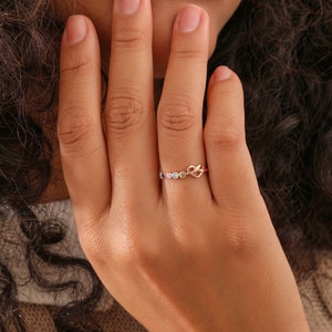 Birthstone Ring, October Birthstone, Gold Heart Ring, Grandma Family Ring, Dainty Wedding Ring, Bridesmaid Gift, Gift for Mom, XW53 image 8
