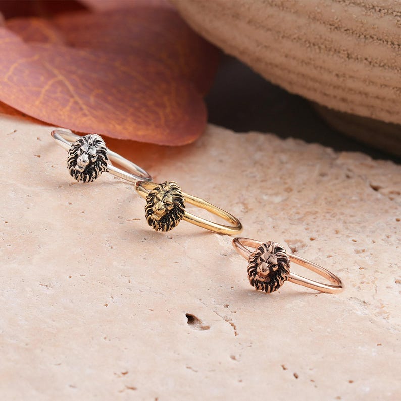 14K Gold Filled Minimalist Lion Ring, Leo Sterling Silver Ring, Gift for Women, XW182 image 4