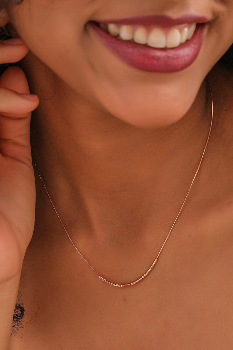 Custom Morse Code Necklace, Personalized Hidden Message Jewelry, Sterling Silver Gold Rose Gold image 8