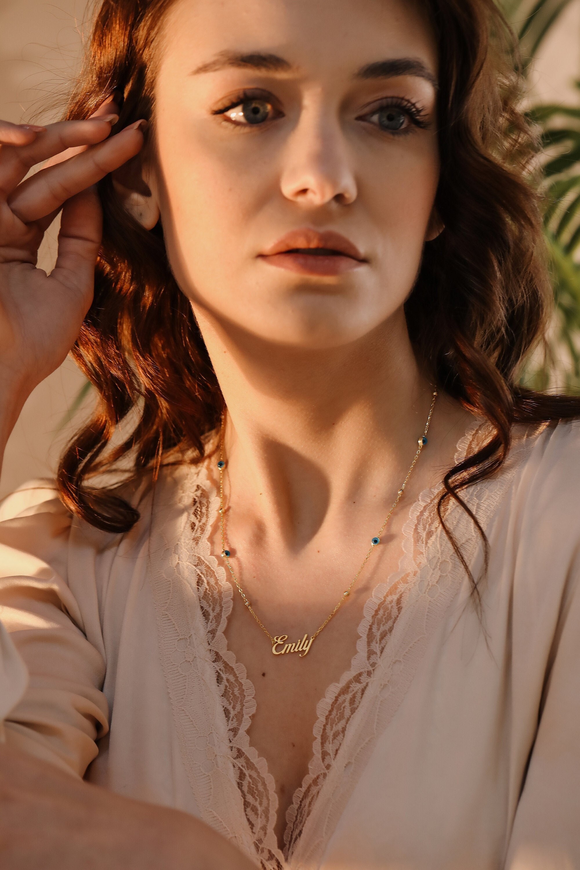 Custom Evil Eye Necklace Name Necklace Gold Evil Eye Etsy UK
