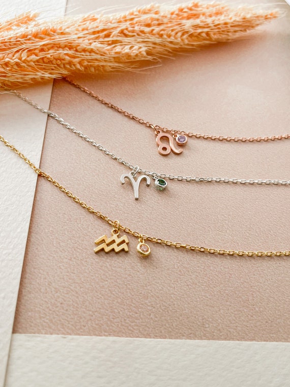 Gold Zodiac Bracelet Custom Zodiac Bracelet With Birthstone Etsy