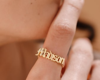 Sterling Silver Name Ring, Personalized Gothic Style Custom Jewelry, XW109