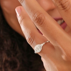 Sterling Silver Birth Flower Ring, Personalized Floral Jewelry