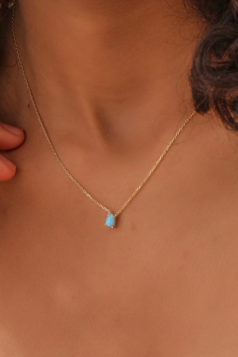 Opal Necklace, Dainty Opal Necklace, October Birthstone, Tiny Delicate Necklace, Bridesmaid Gifts, XW137 image 4