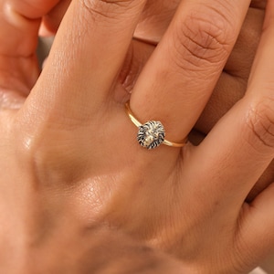 14K Gold Filled Minimalist Lion Ring, Leo Sterling Silver Ring, Gift for Women, XW182 image 2