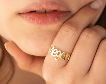 Personalized Name Ring, 14K Gold Sterling Silver, Custom Initial Ring