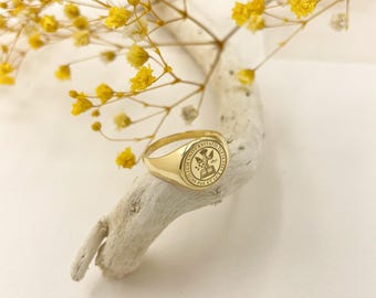 Sterling Silver College Crest Ring, Graduation Gift