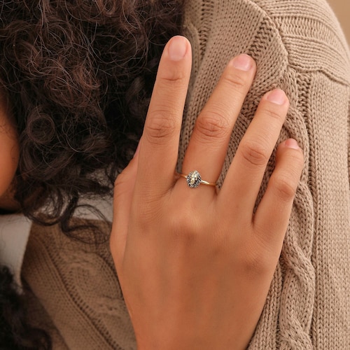 Bague lion minimaliste en or 14 carats, bague en argent sterling Lion, cadeau pour femme, XW182