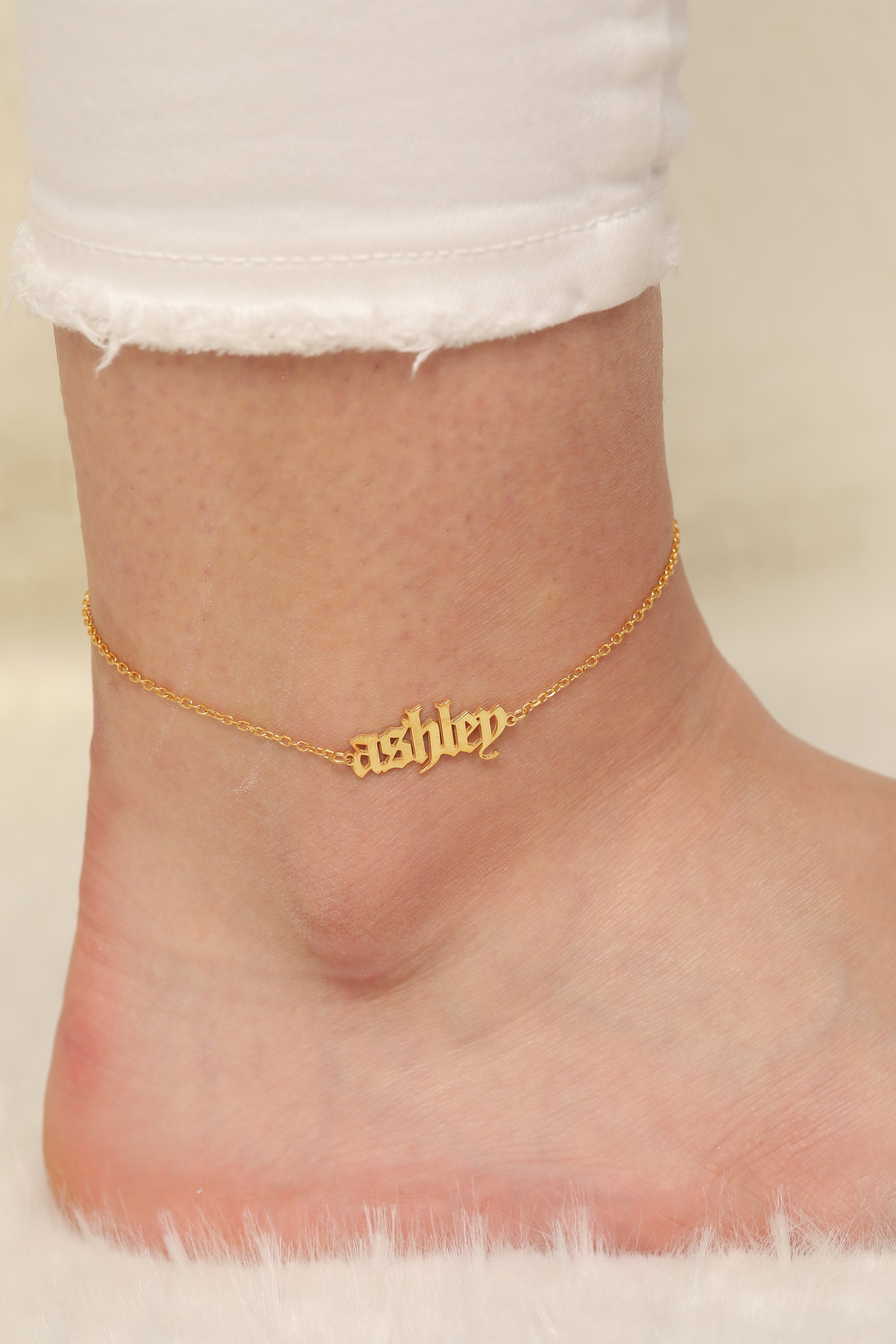 gold name anklet