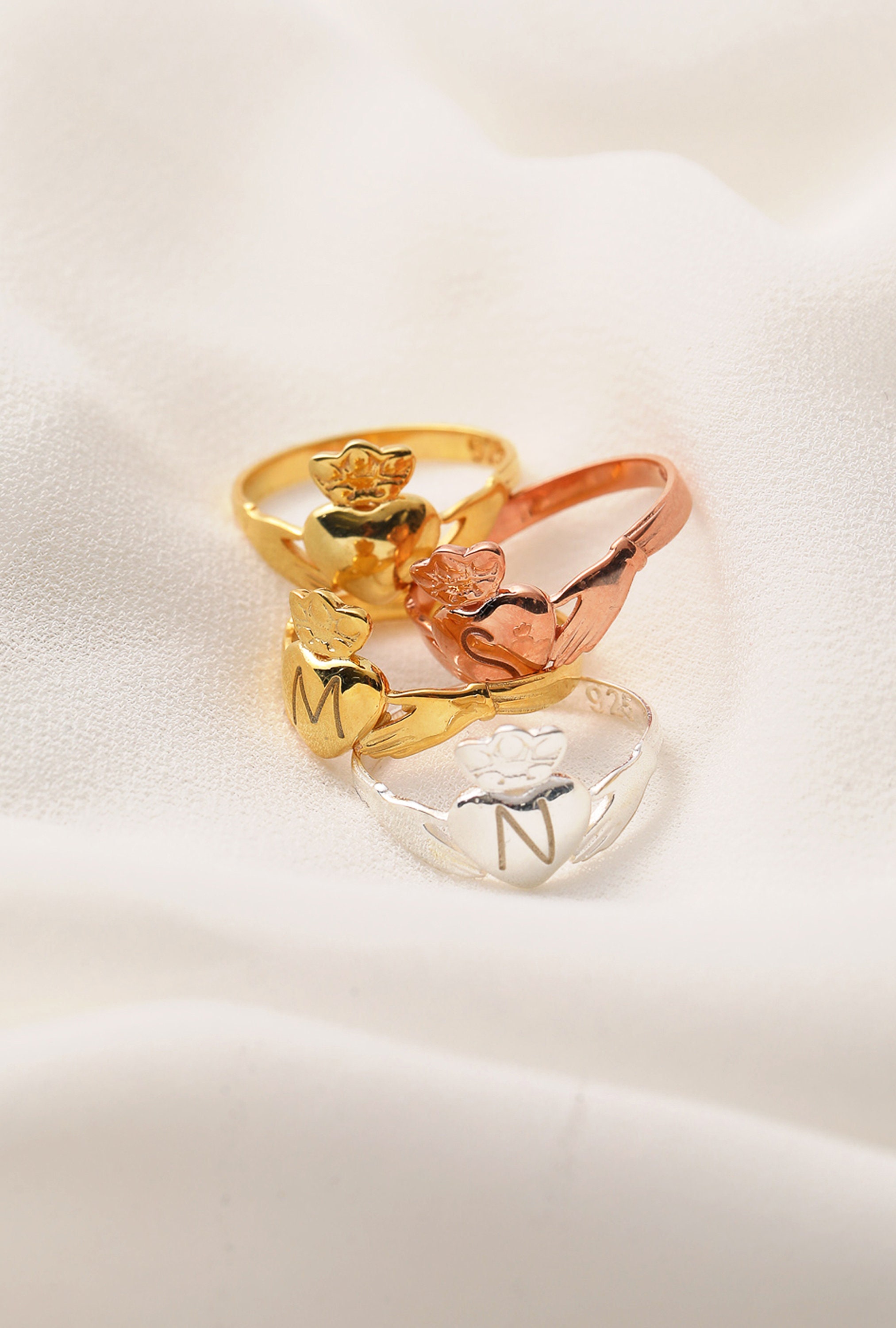 14K Gold Claddagh Ring, Tiny Celtic Irish Ring, Personalized Ring