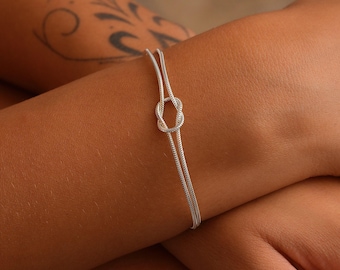 Silver Love Knot Bracelet, Friendship Jewelry