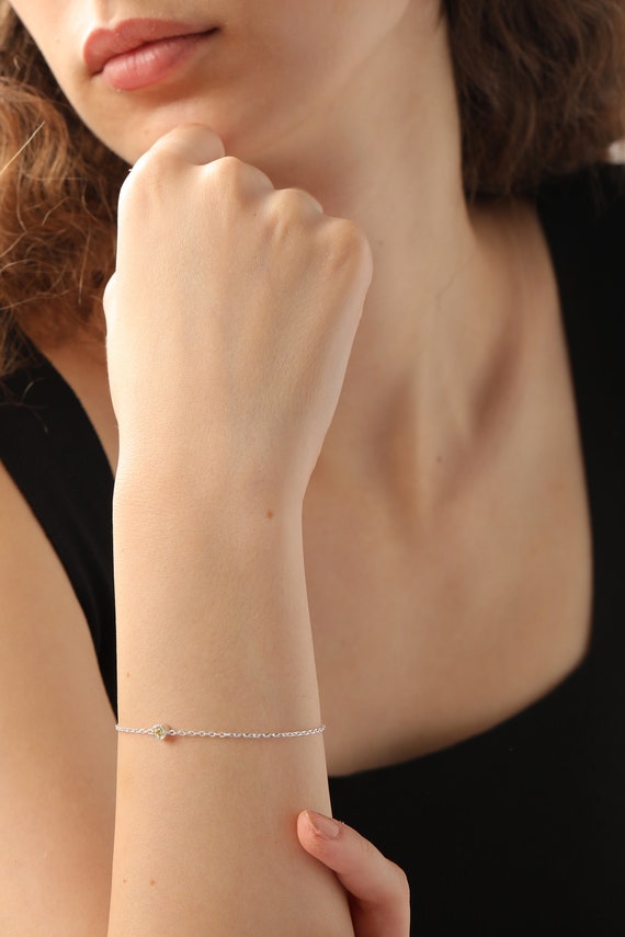 Silver Birthstone Bracelet, Birthstone Bracelet, Personalized Dainty  Bracelet, Gift for Her, Birthday Gift, Gift for Mom, XW50