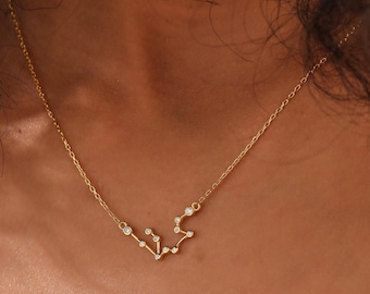14K Gold Filled Constellation Zodiac Necklace, Gemini, Cancer, Aquarius, Leo, Virgo, Astrology Gift, XW167
