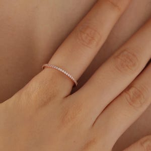 14K Gold Filled Eternity Engagement Ring, Thin Wedding Full Eternity Band, Bridesmaid Gift, HXW02 image 4