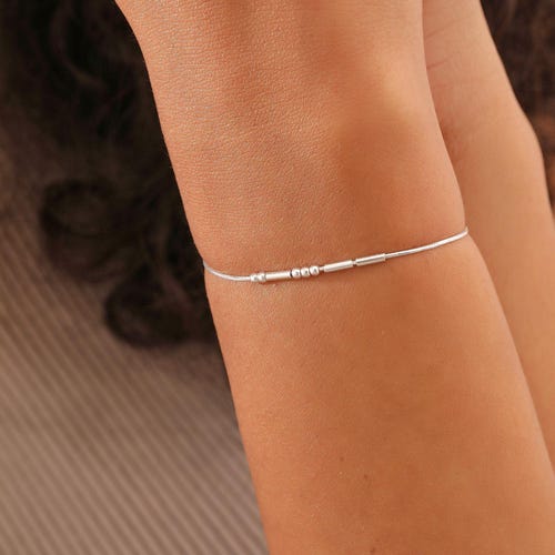 14K Gold Filled Morse Code Bracelet, Personalized Message Jewelry