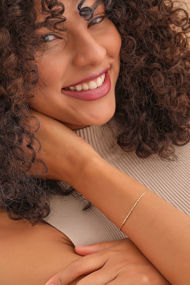 14K Gold Morse Code Bracelet I Love You Morse Code Bracelet image 1