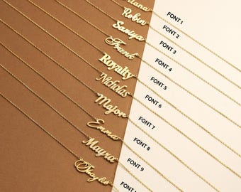 14K Solid Gold Name Necklace, Personalized Jewelry Gift