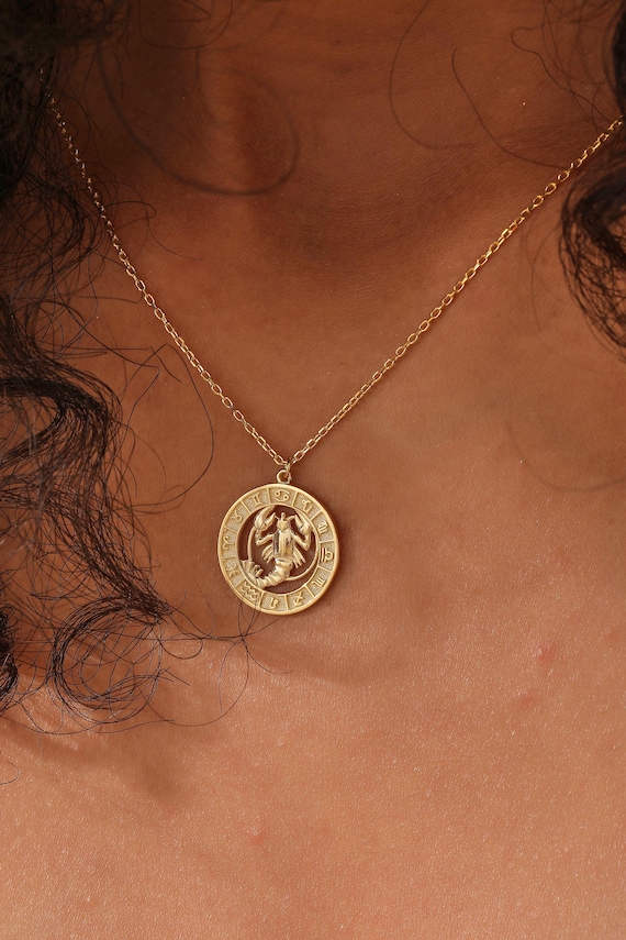 14K Gold Filled Zodiac Coin Necklace, Leo Necklace, Astrology Jewelry, Birthday Gift, XW193