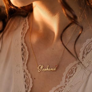 Custom Sterling Silver Name Necklace with Birthstone