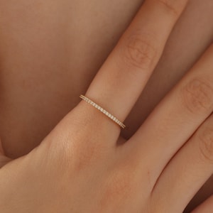 14K Gold Filled Eternity Engagement Ring, Thin Wedding Full Eternity Band, Bridesmaid Gift, HXW02 image 1