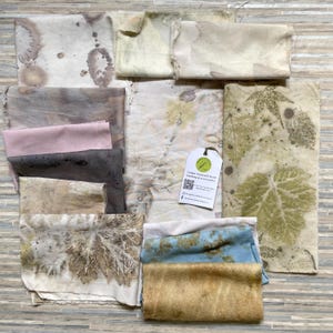Naturally Dyed Scrap Fabric Bundle, Craft bundle, Slow Stitch, Patchwork, Textile project, Upcycled Textiles, Recycled, Eco printed fabric
