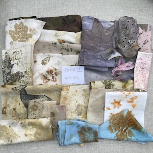 Scrap Fabric Packs Naturally Dyed: Botanically Printed Textiles, Upcycled, Slow Stitching packs