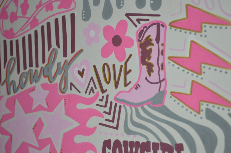 Trendy Preppy Cowgirl Pink Art Wall Decor Etsy