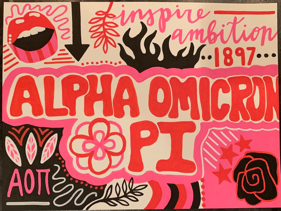 Alpha Omicron Pi Sorority Decor Etsy