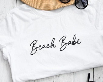 Beach Babe T-shirt | Beach T-shirt | Summer T-shirt | White T-shirt | Minimalist T-shirt | Womens Shirts | Vacation Shirt | Summer Tees