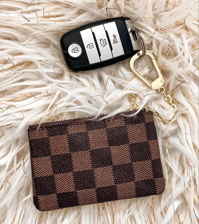 Checkered Mini Coin Purse Keychain Wallet Etsy