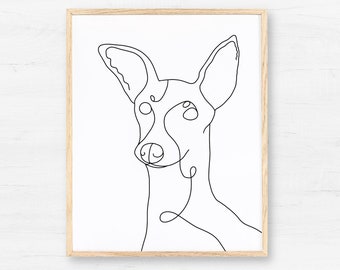 Italian Greyhound Line Art Whippet Wall Decor Printable One Line Drawing Minimalist Outline Simple Sketch Digital Download