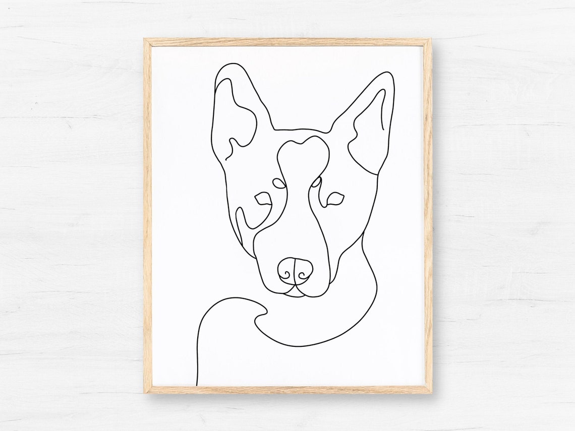 Australian Cattle Dog Wall Art Printable Line Art Queensland Blue
