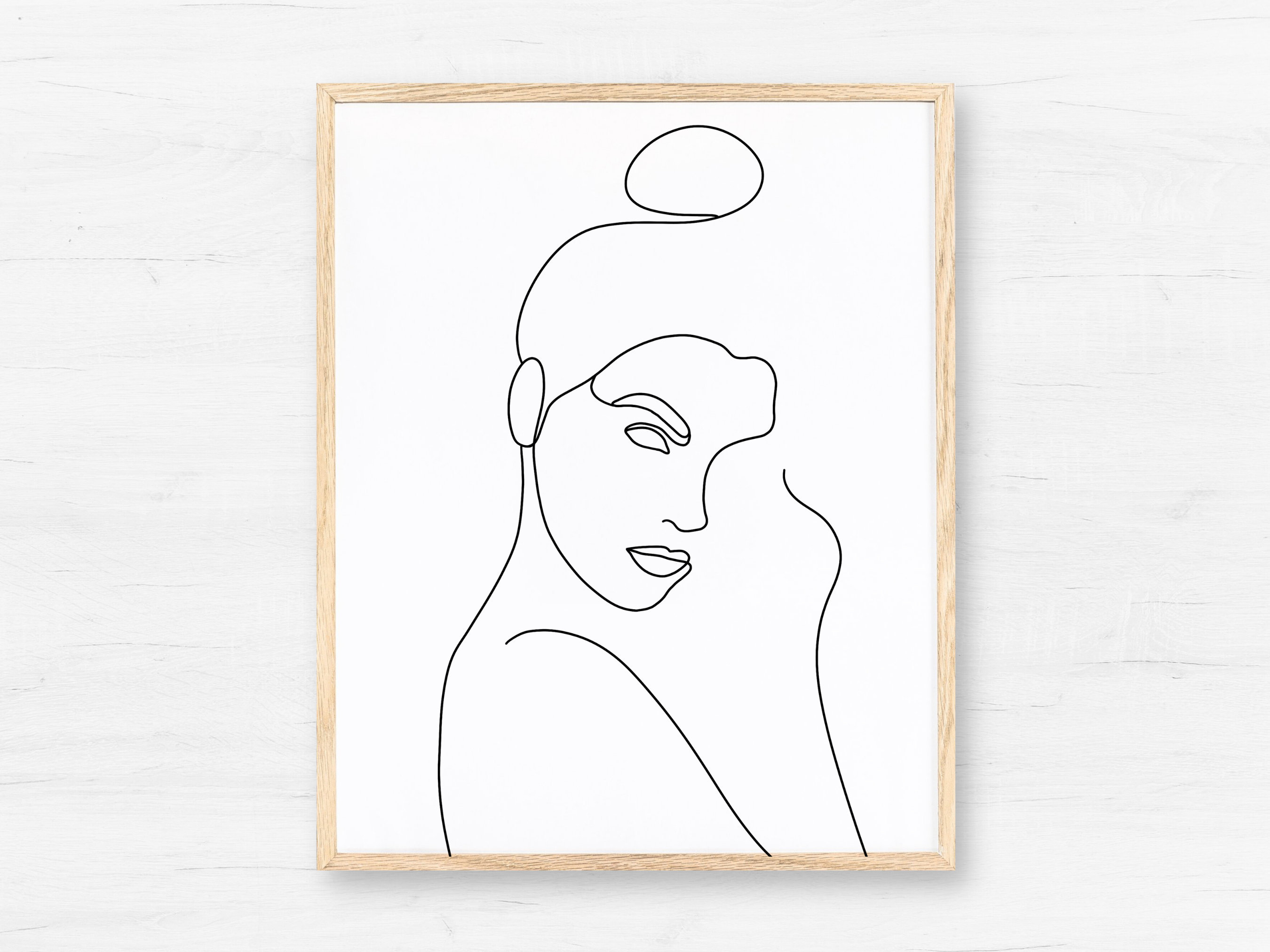 Female Face Line Art Printable Woman One Line Drawing Wall Art Women ...