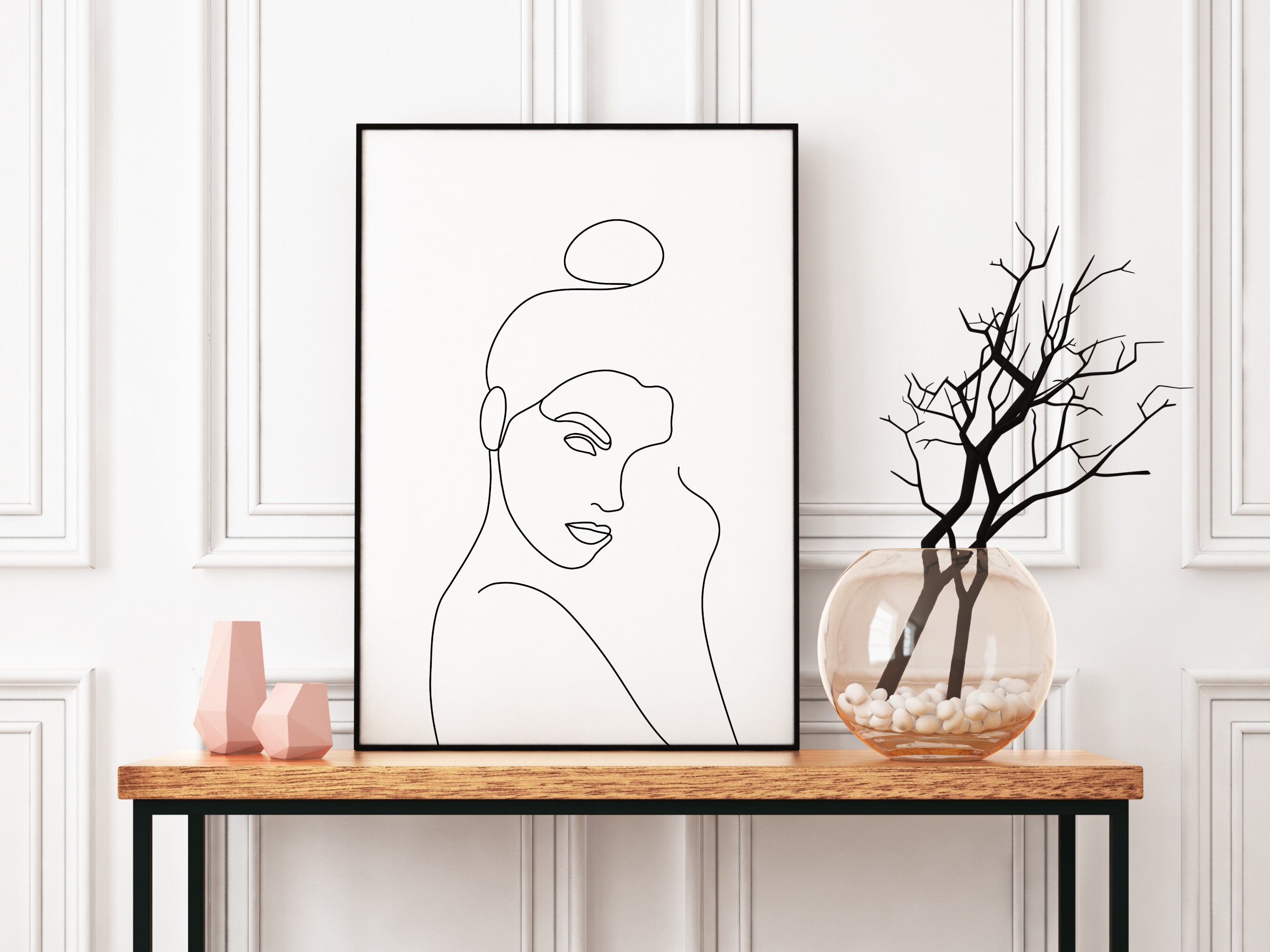 Female Face Line Art Printable Woman One Line Drawing Wall Art Women ...