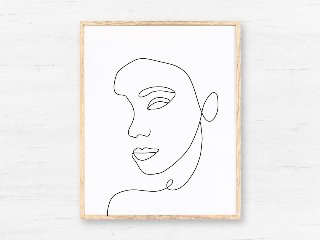 Woman Face Line Art Abstract Printable Female One Line Drawing Wall Art ...