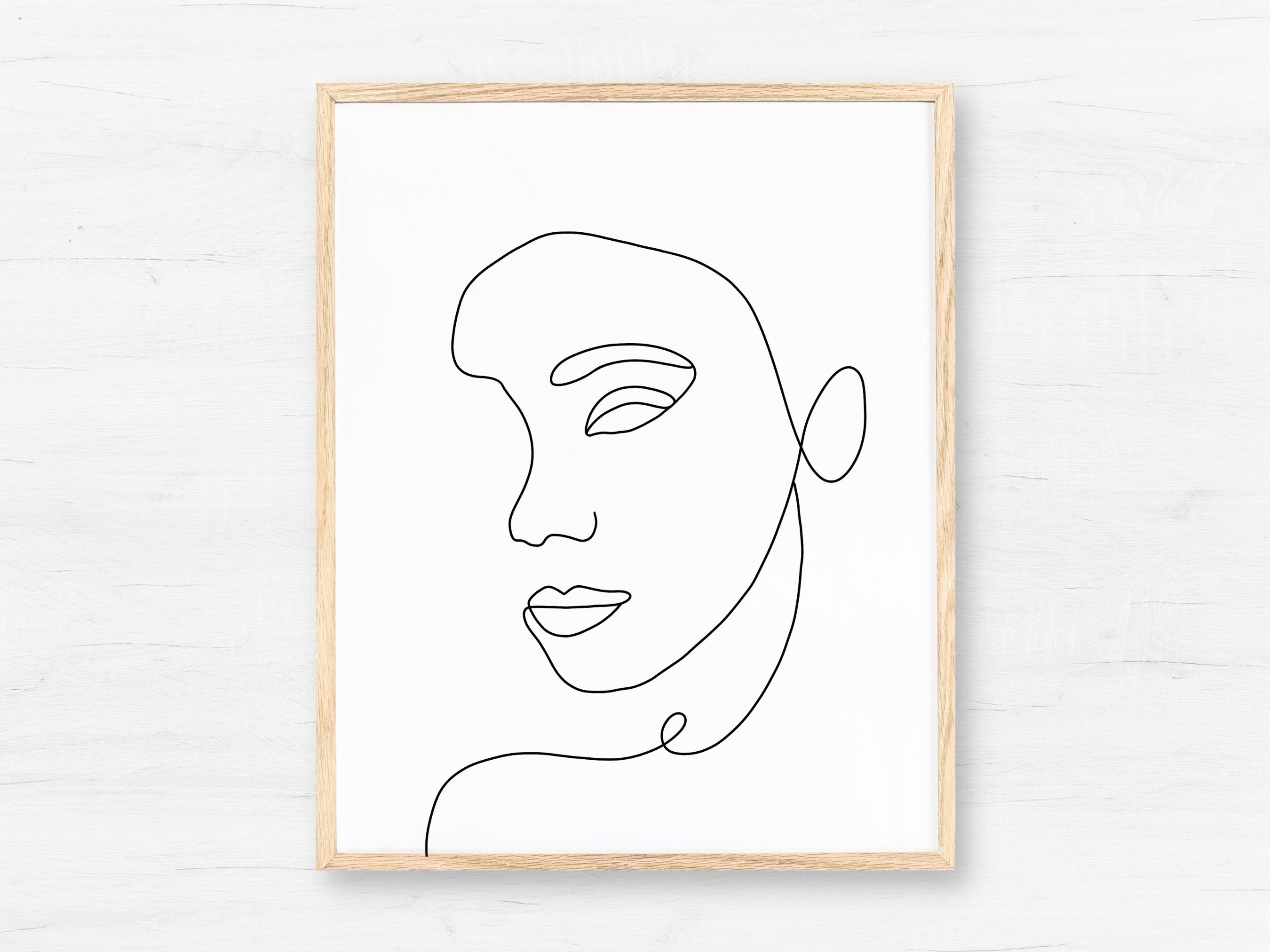 Woman Face Line Art Abstract Printable Female One Line Drawing Wall Art ...