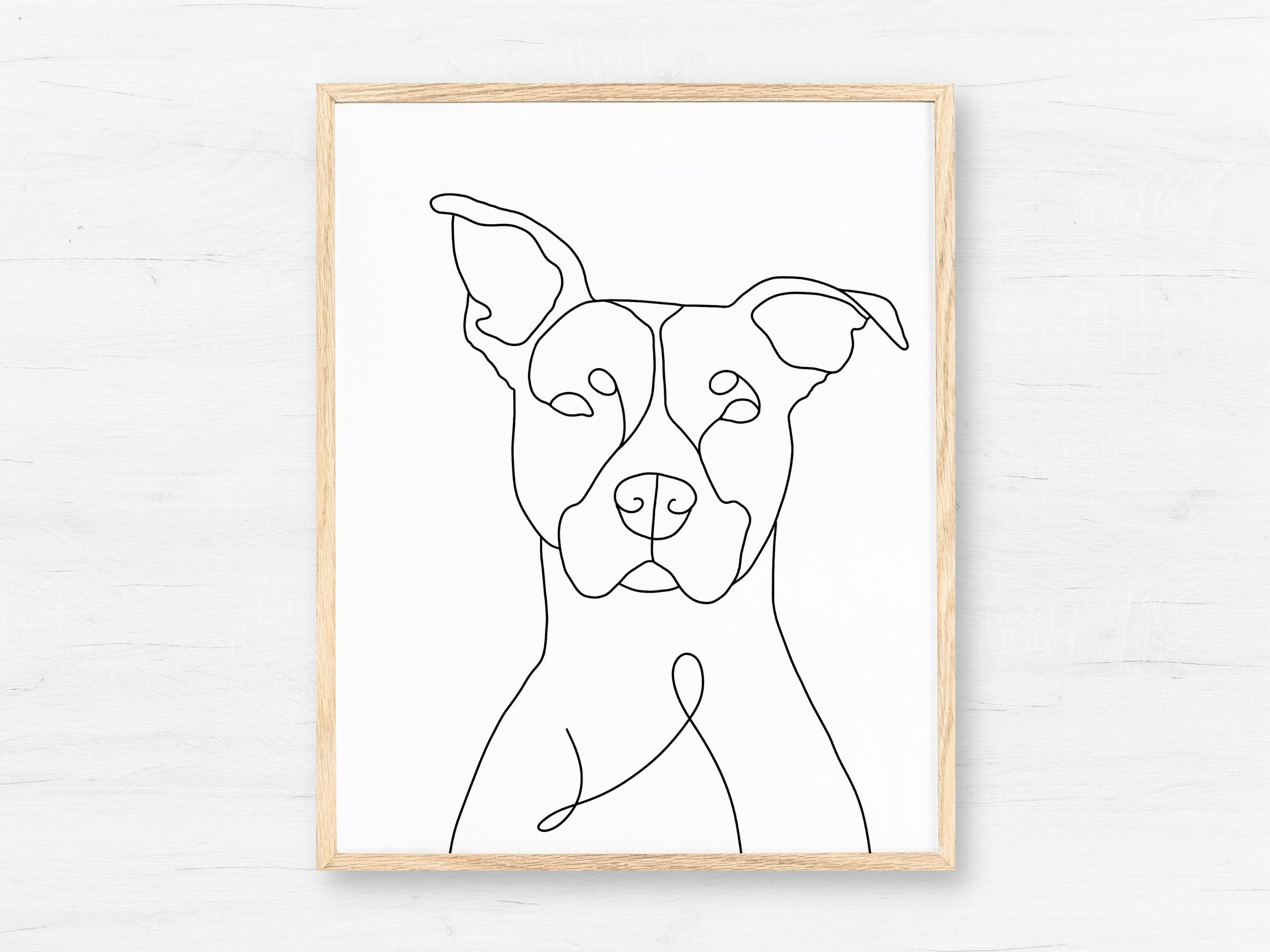 Pitbull Line Art Wall Decor Printable Bully Breed One Line Etsy