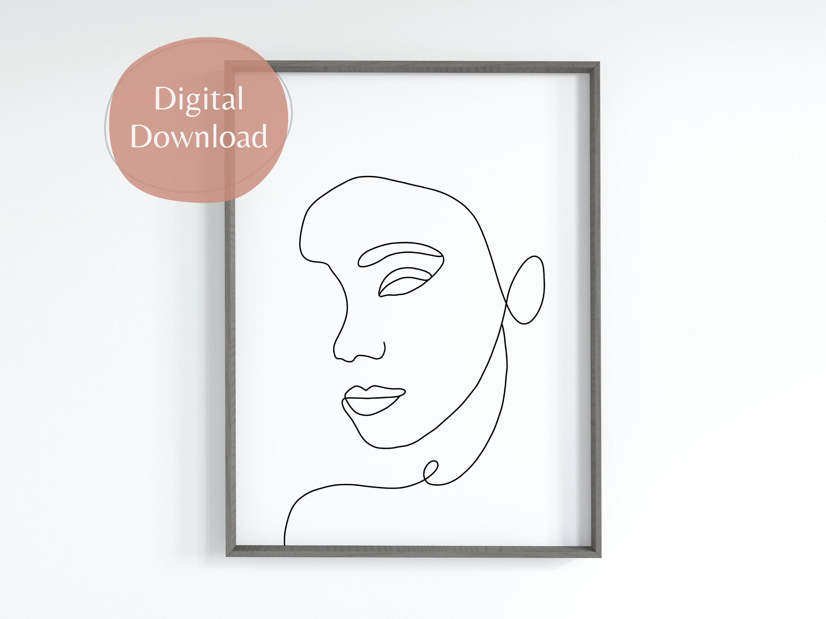 Woman Face Line Art Abstract Printable Female One Line Drawing Wall Art ...