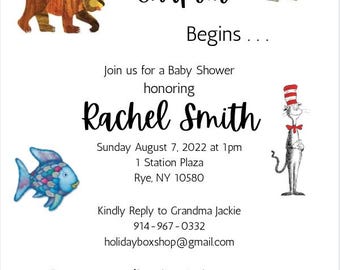 Storybook Baby Shower Invitation, Editable Canva Template, Digital Download