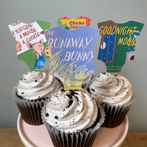 Digital Download - Storybook Baby Shower Cupcake Toppers, Storybook Onesie Decor, Baby Shower Onesies, Storybook Birthday Party Decorations