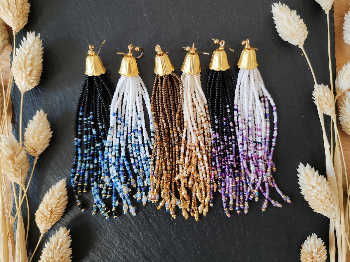 Beaded tassel earrings deals