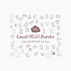 Kawaii MEGA Bundle - 230+ Cute Svg Eps Dxf Cut files - Animals, Food, Vehicles, and More!