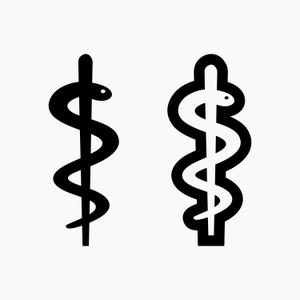 Medical Symbol - Rod of Asclepius - Snake with stick ancient. Svg Png Eps Dxf Cut files.