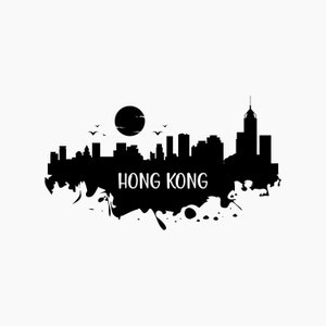 Hong Kong Skyline Silhouette. Svg Png Eps Dxf Cut files.