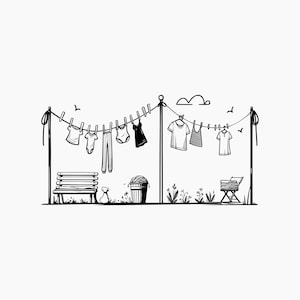 Clothesline. Line of Clothes. Svg Png Eps Dxf Cut files.