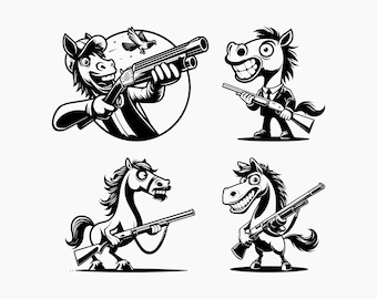 Horse on Target. 4 Svg Bundle. Svg Png Eps Dxf Cut files.